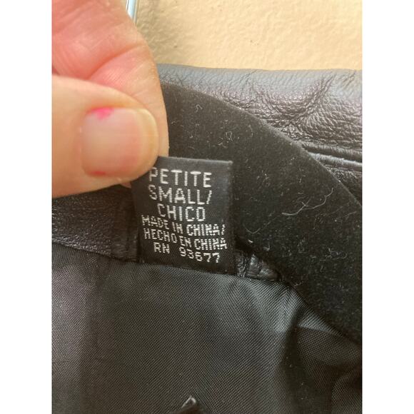 Leather Coat Black by Jacqueline Ferrar Size Petite Small - Picture 8 of 11